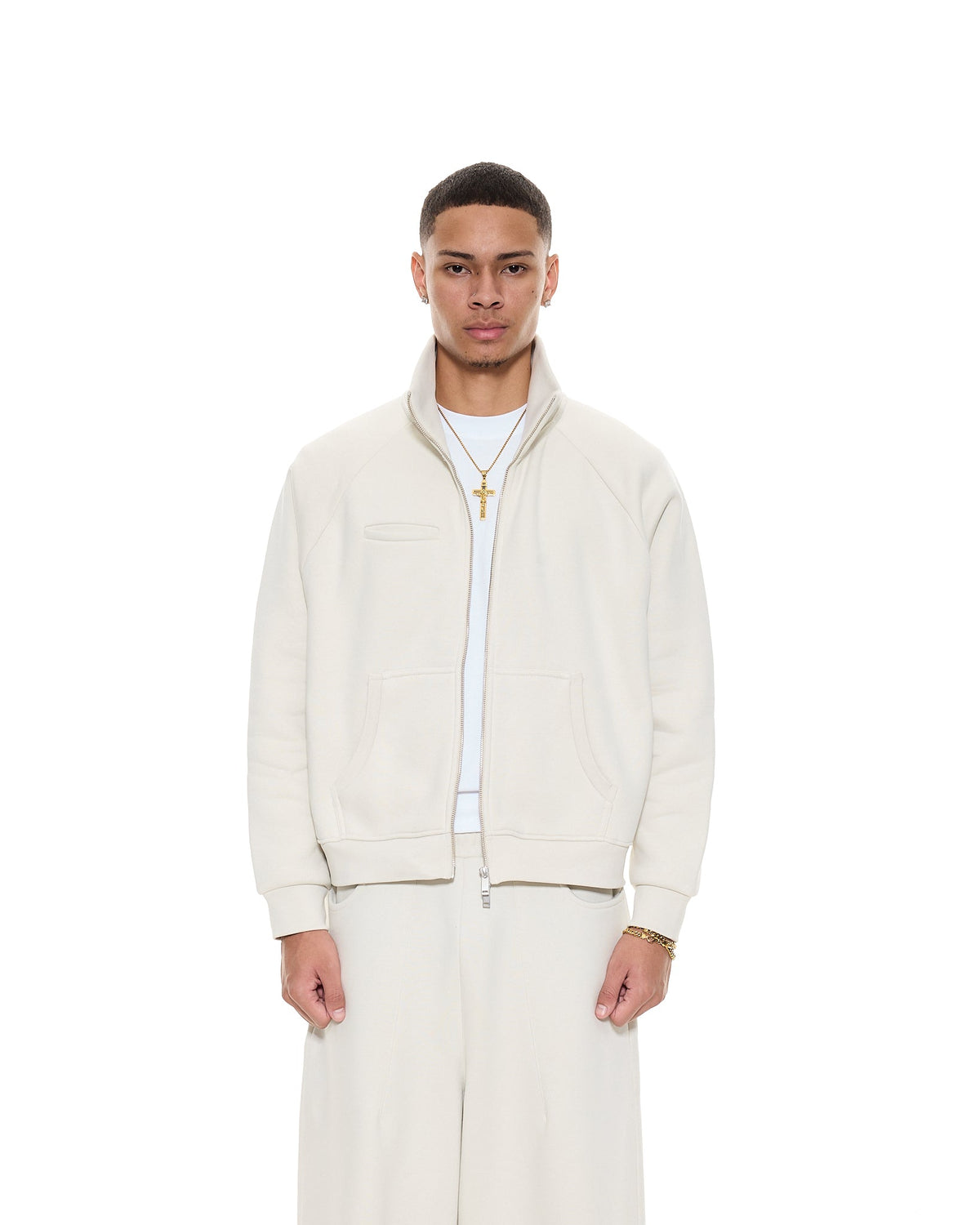 COZY TRACK JACKET - CHALK