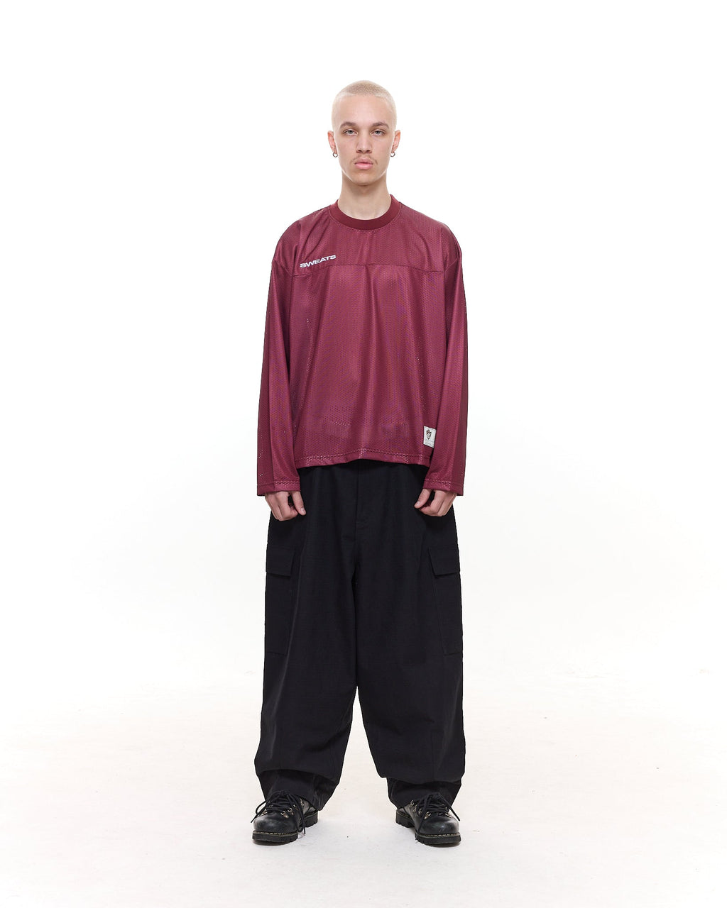 MESH LS T-SHIRT - BURGUNDY