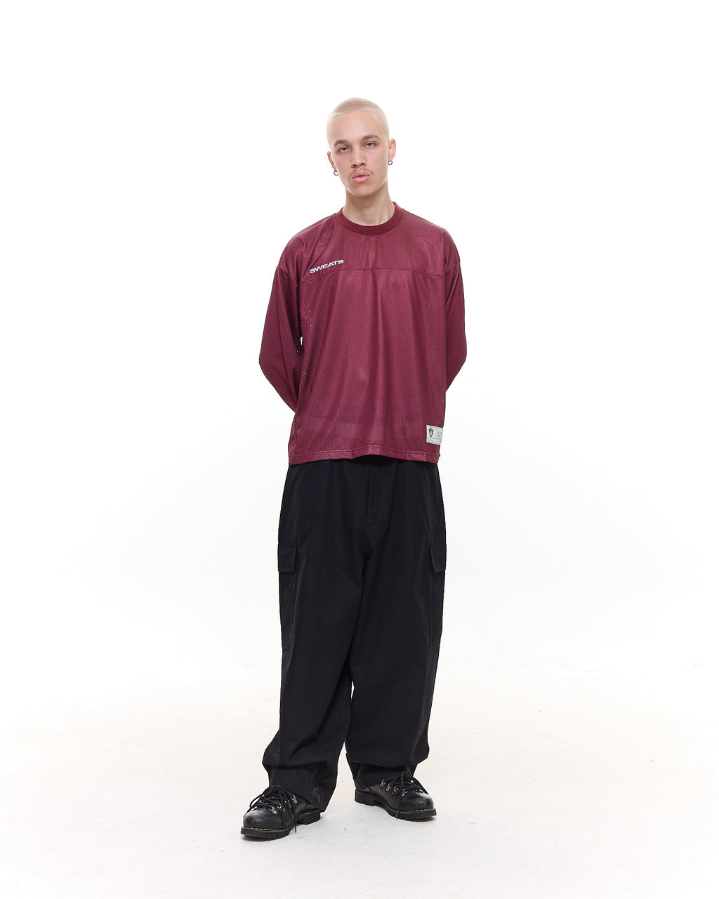MESH LS T-SHIRT - BURGUNDY