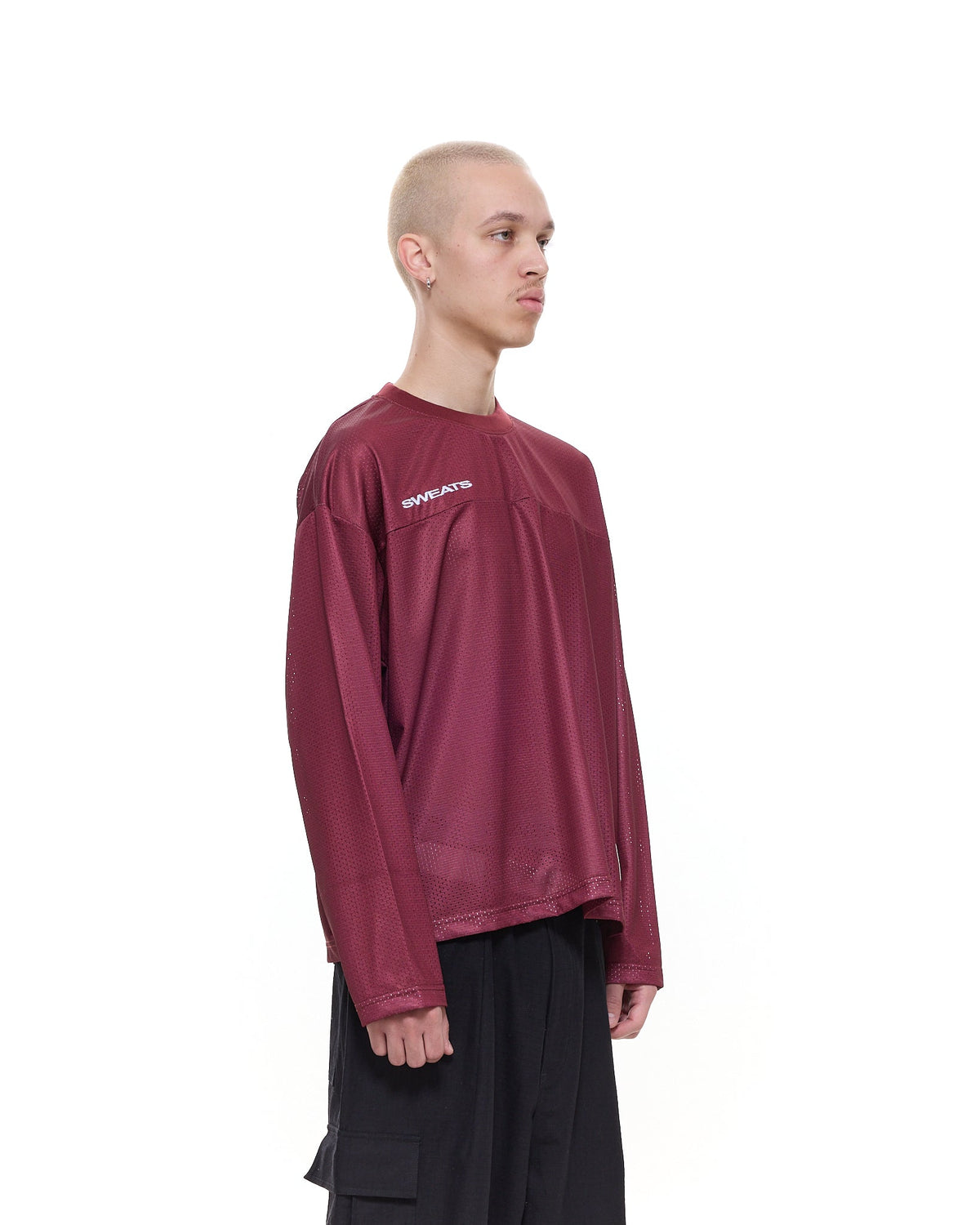MESH LS T-SHIRT - BURGUNDY