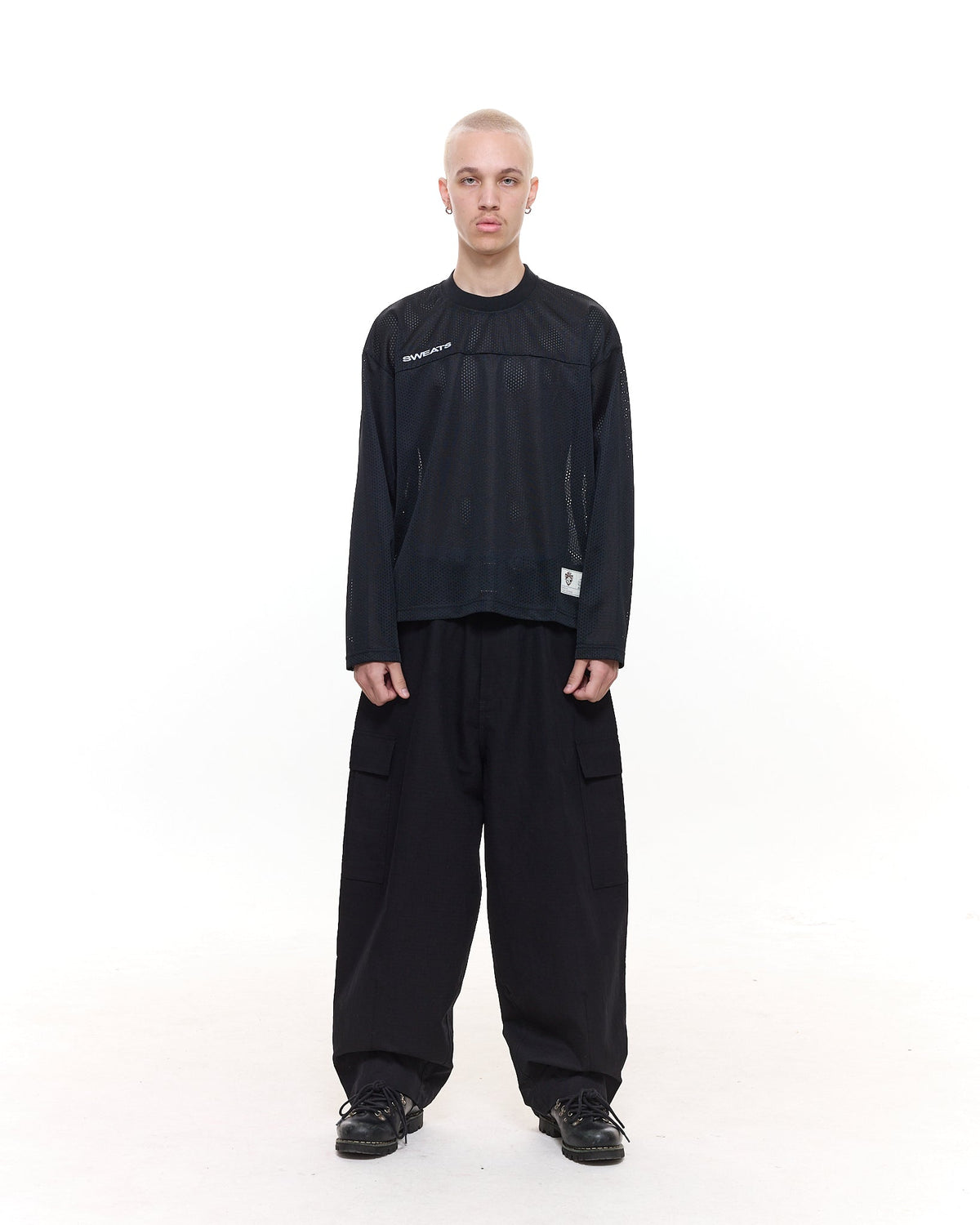 MESH LS T-SHIRT - BLACK