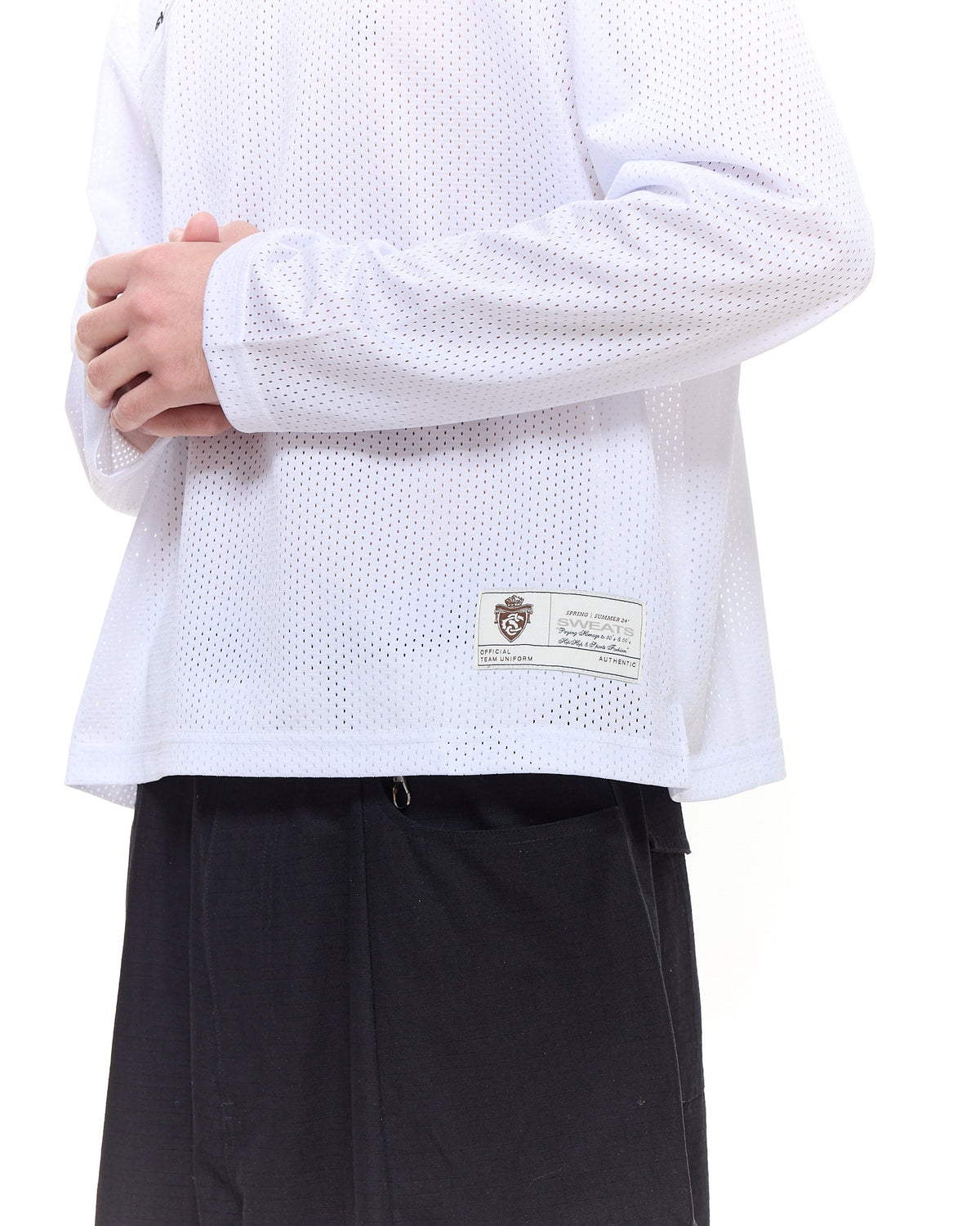 MESH LS T-SHIRT - WHITE