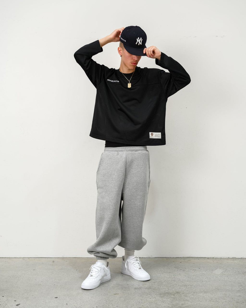 MESH LS T-SHIRT - BLACK