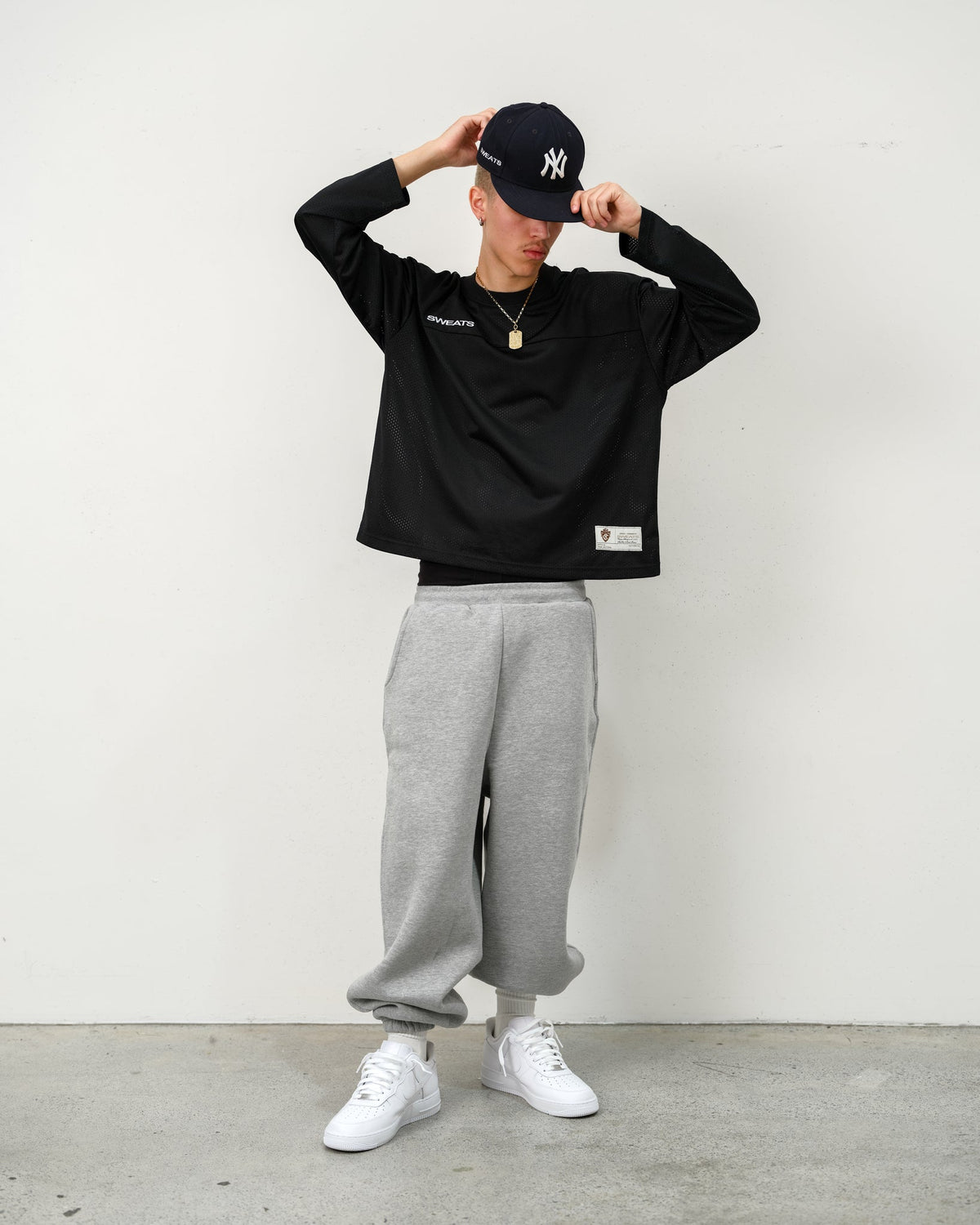 MESH LS T-SHIRT - BLACK