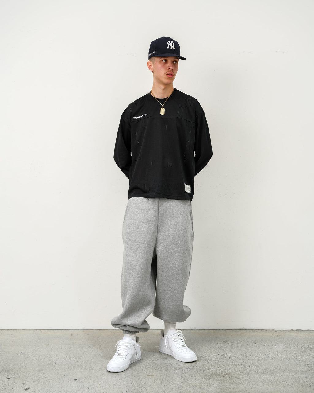 MESH LS T-SHIRT - BLACK