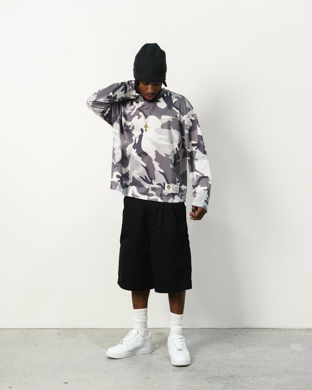 MESH LS T-SHIRT - SNOW CAMO