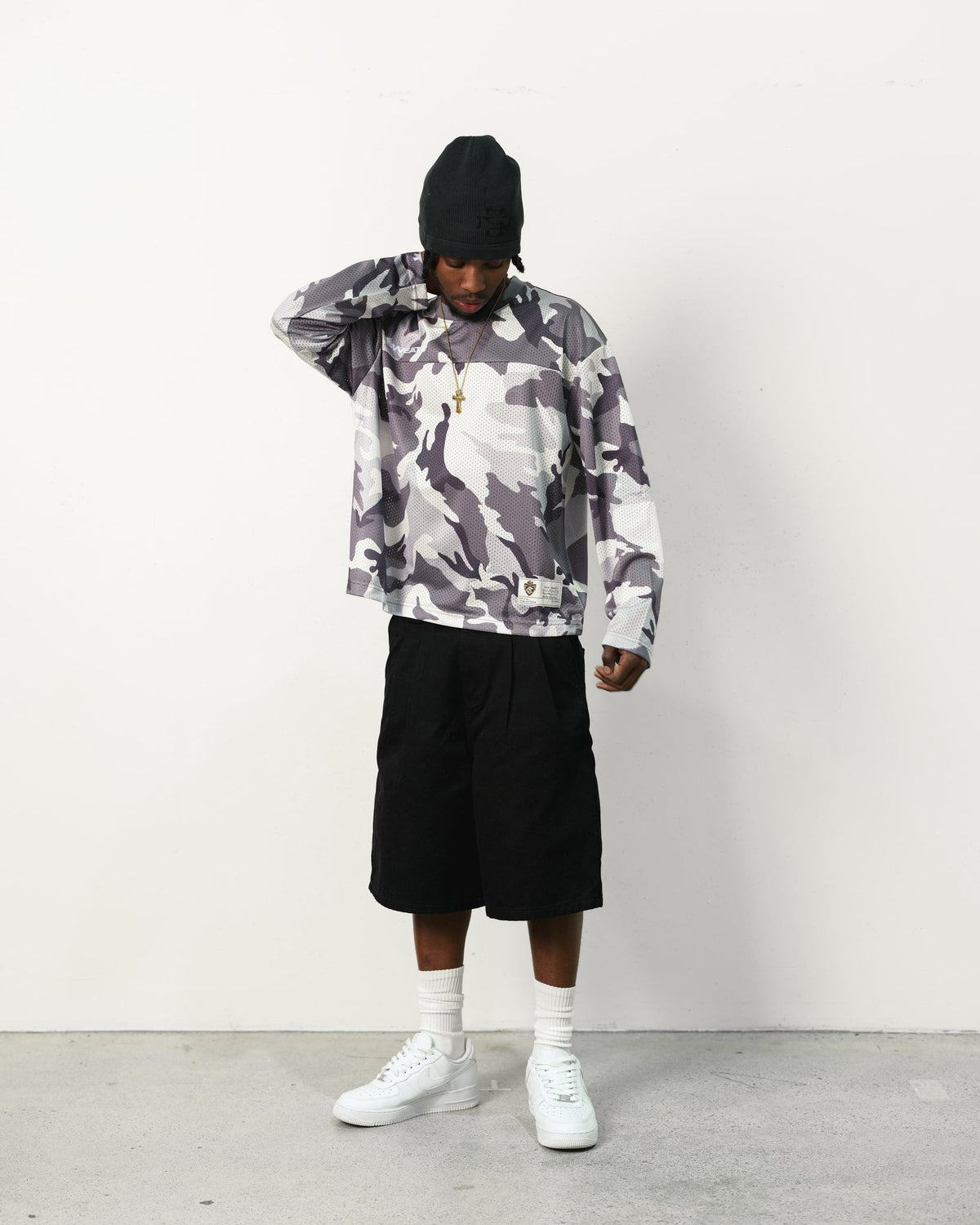 MESH LS T-SHIRT - SNOW CAMO