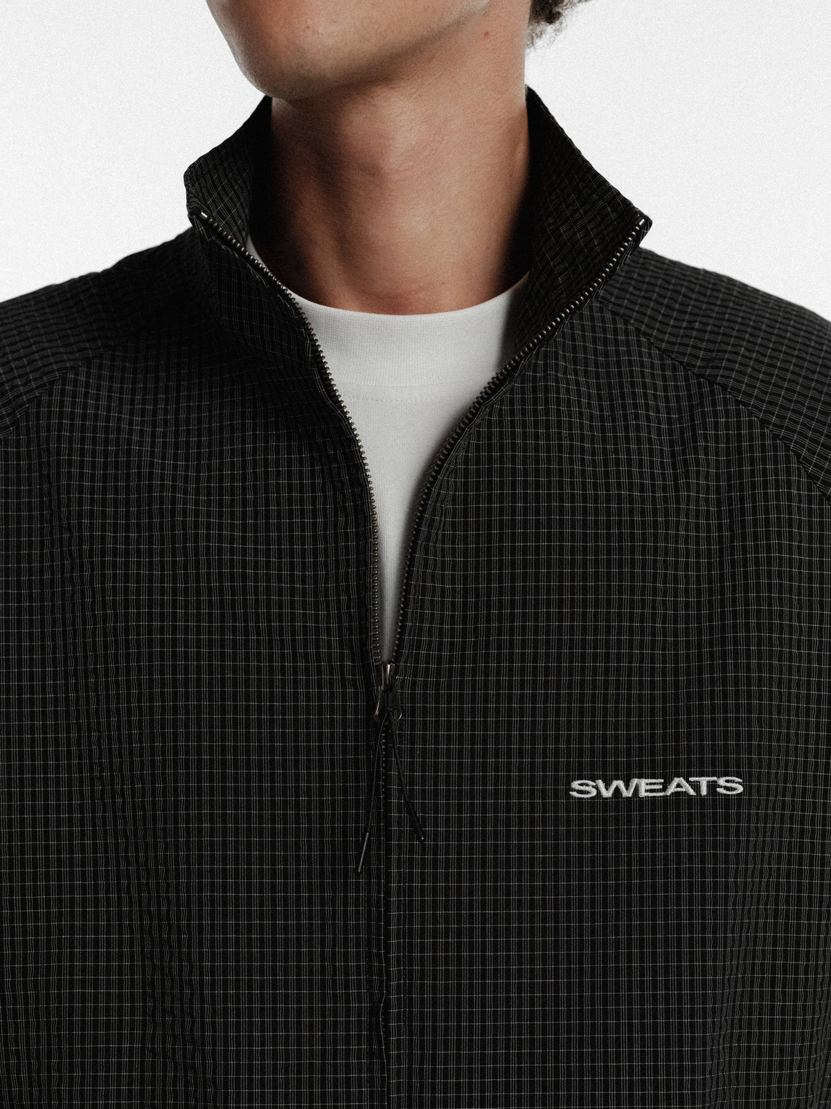 CHECKERED TRACK JACKET - BLACK/WHITE