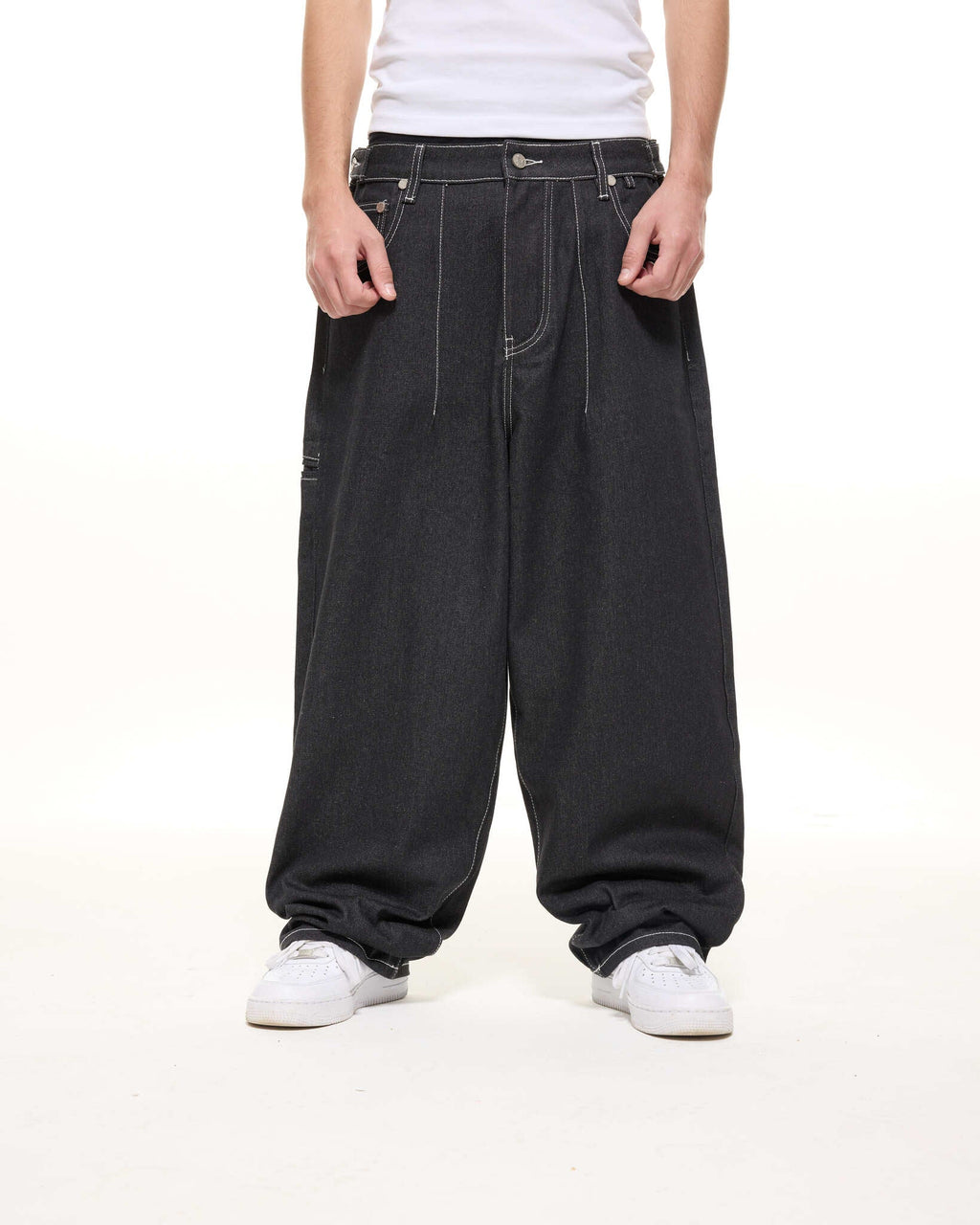 DENIM BAGGY JEANS - BLACK
