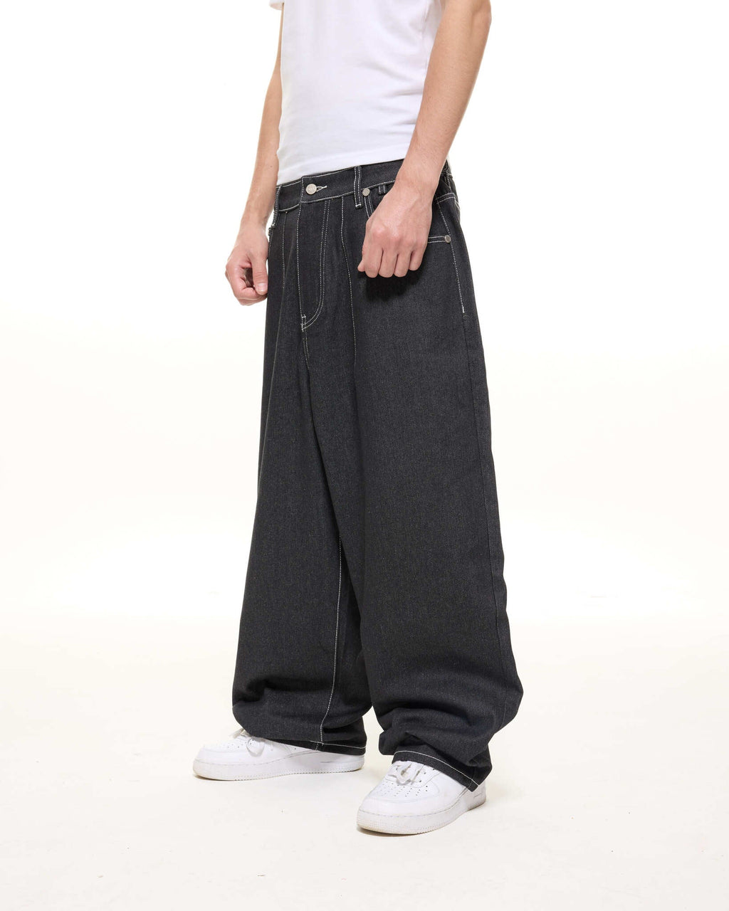 DENIM BAGGY JEANS - BLACK