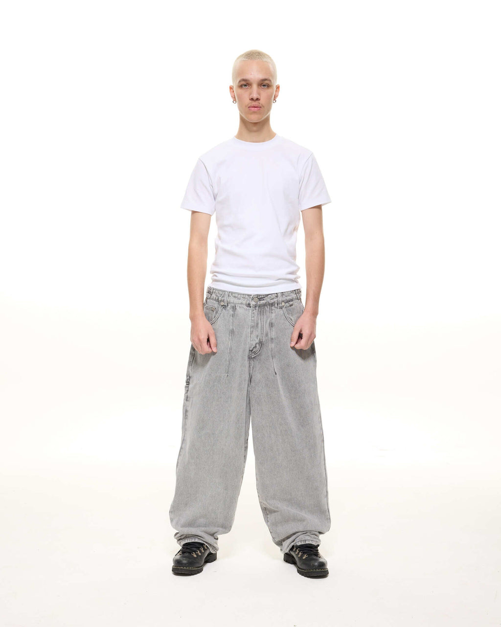 DENIM BAGGY JEANS - WASHED GREY