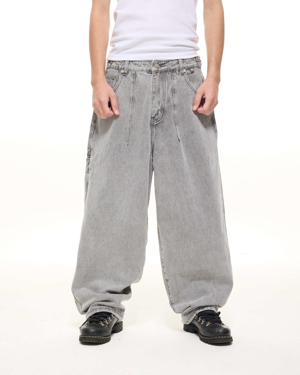 DENIM BAGGY JEANS - WASHED GREY