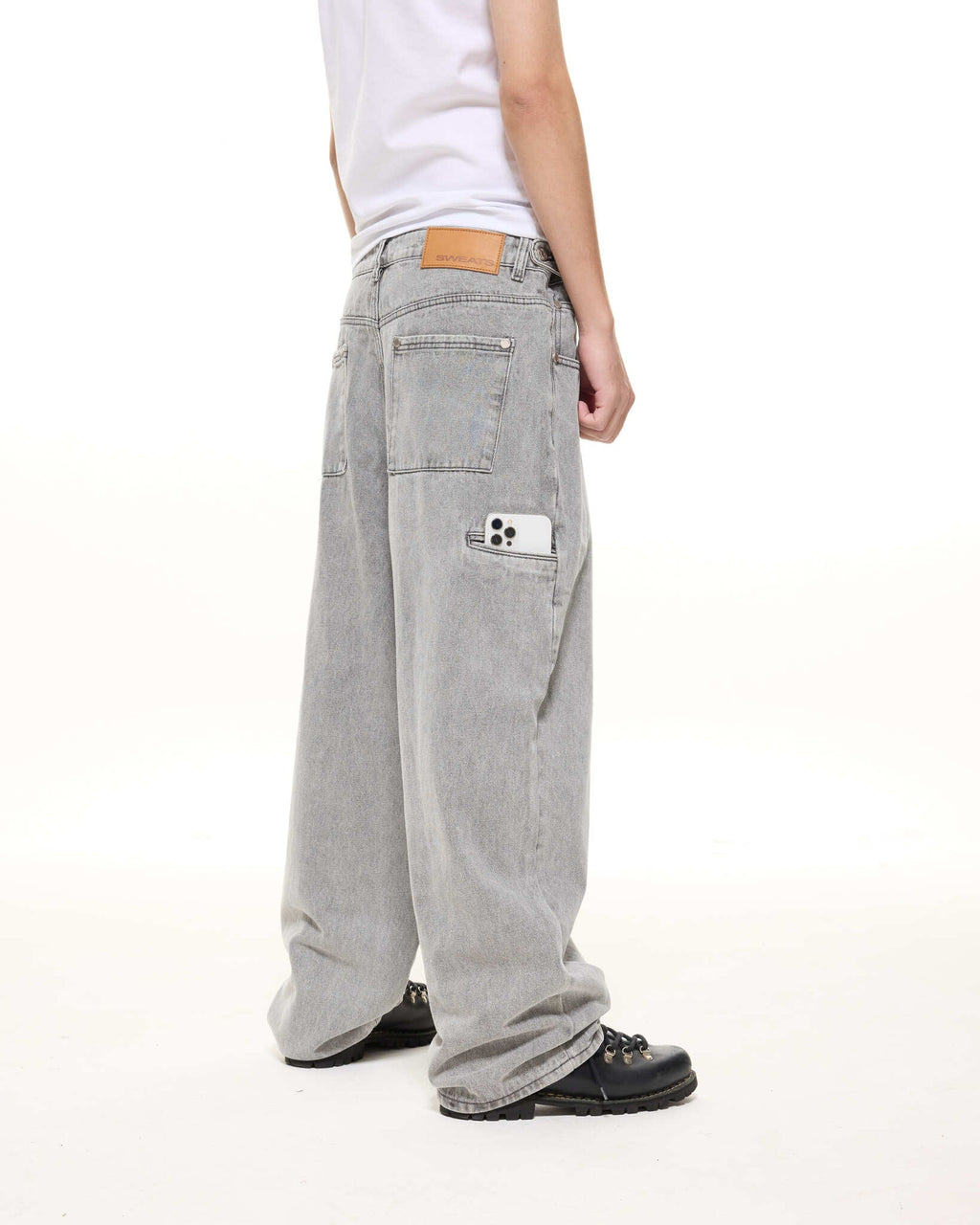DENIM BAGGY JEANS - WASHED GREY