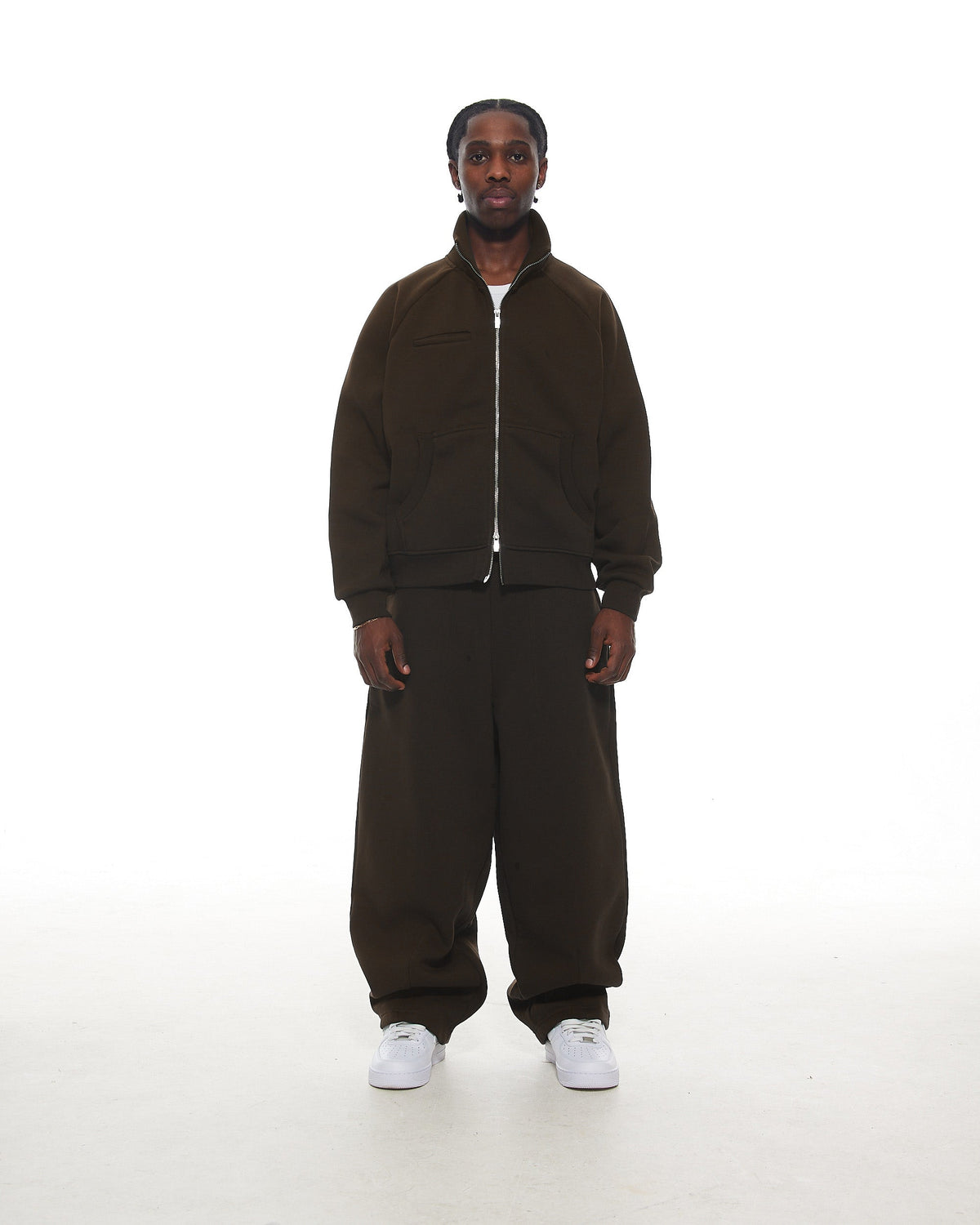 COZY TRACK JACKET - COFFEE